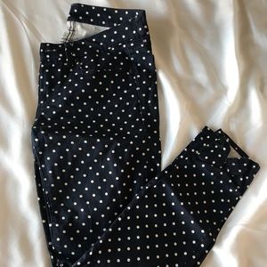 Jcrew navy and white polka dot toothpick jeans